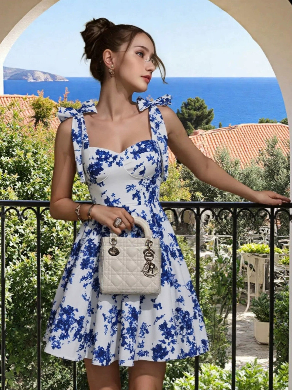 Zara Summer Dress Resort Bodycon Printed Tie Waist A-Line Skirt